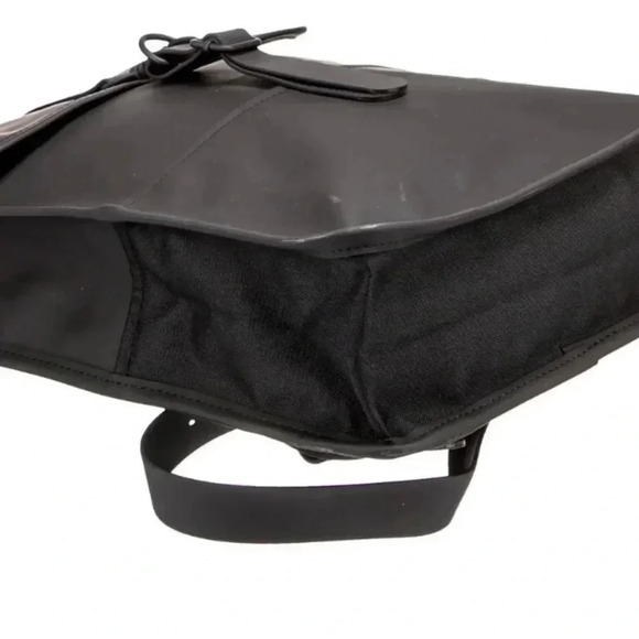 Rains unisex rucksack mit karabinerverschluss black rubber & canvas backpack - Picture 10 of 10